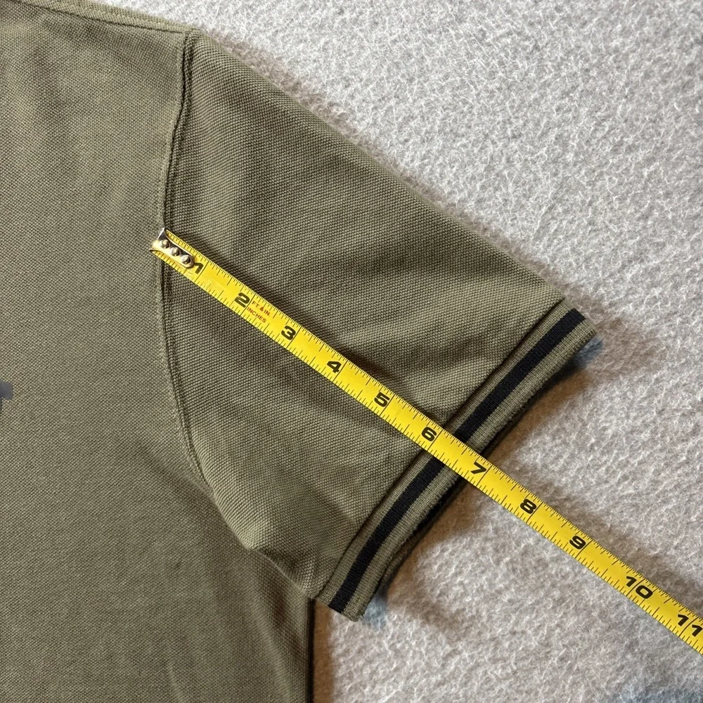 True Religion Men's Polo Shirt Green Sz S Shirt Sleeve Large Back Print Preppy
